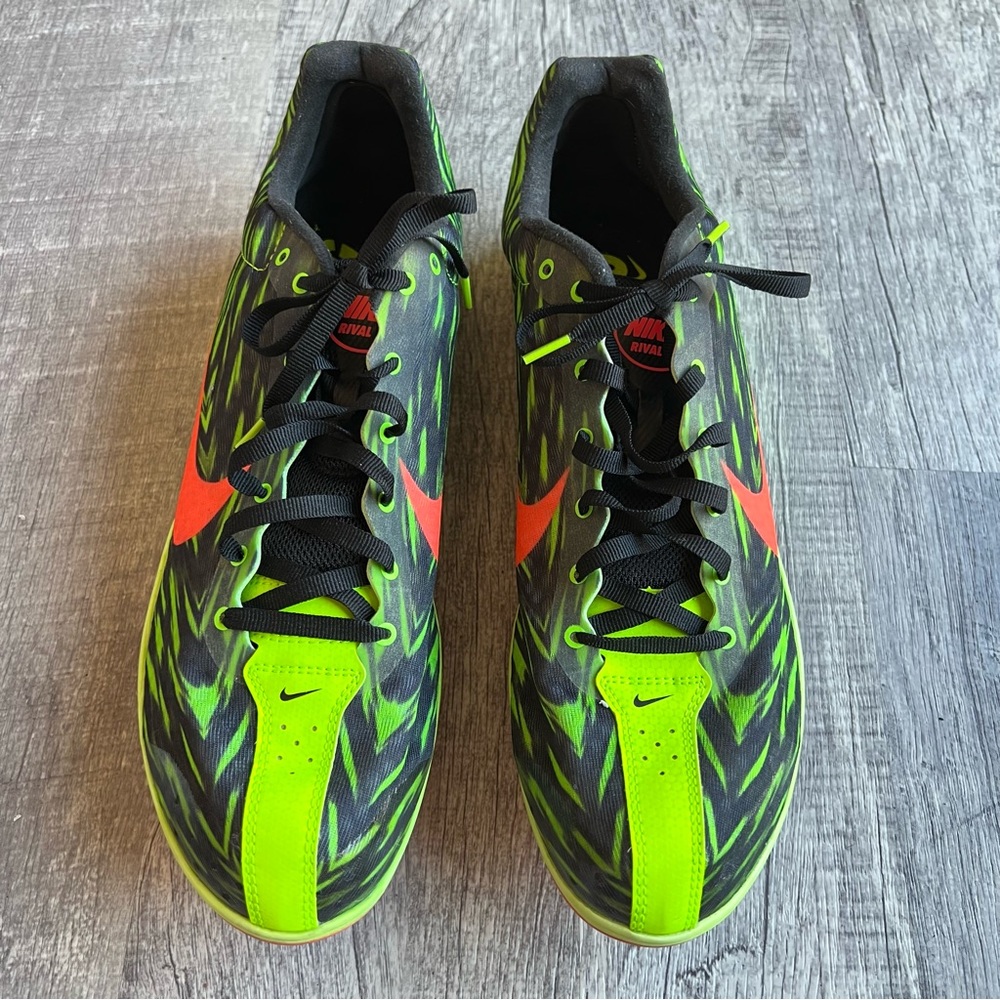 Nike Rival D Track and Field Spikes Green Orange Size 12.5 Running Shoes